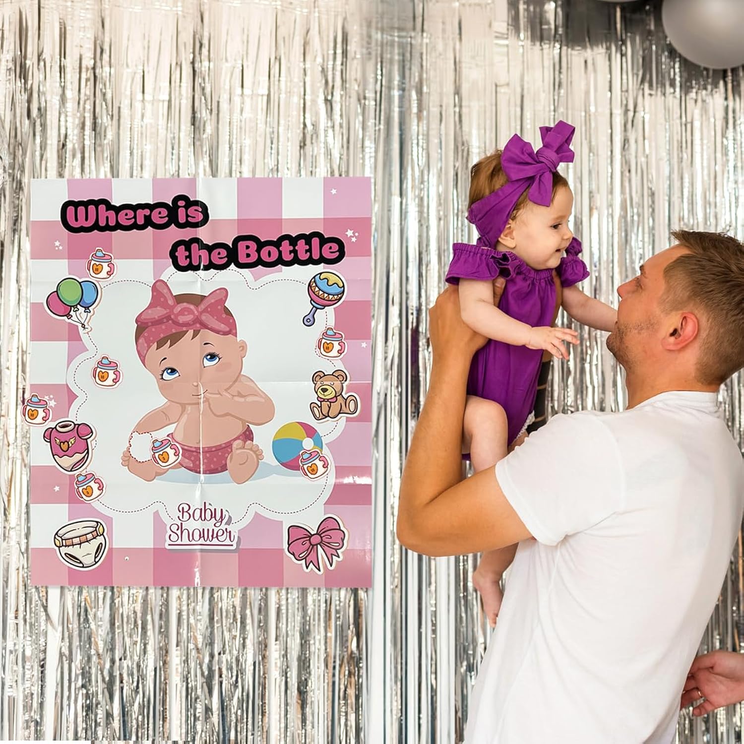 Pin The Pacifier On The Baby Game - Shower Games, Funny Activities, Party Supplies Favors For Adults, Girl, Boy