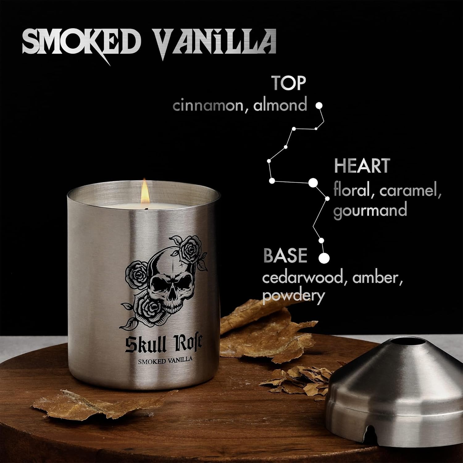 Gothic Scented Candle For Men - Strong Fragranced Masculine Candle Gift, 50+ Hours Burn Time - Mahogany Teakwood