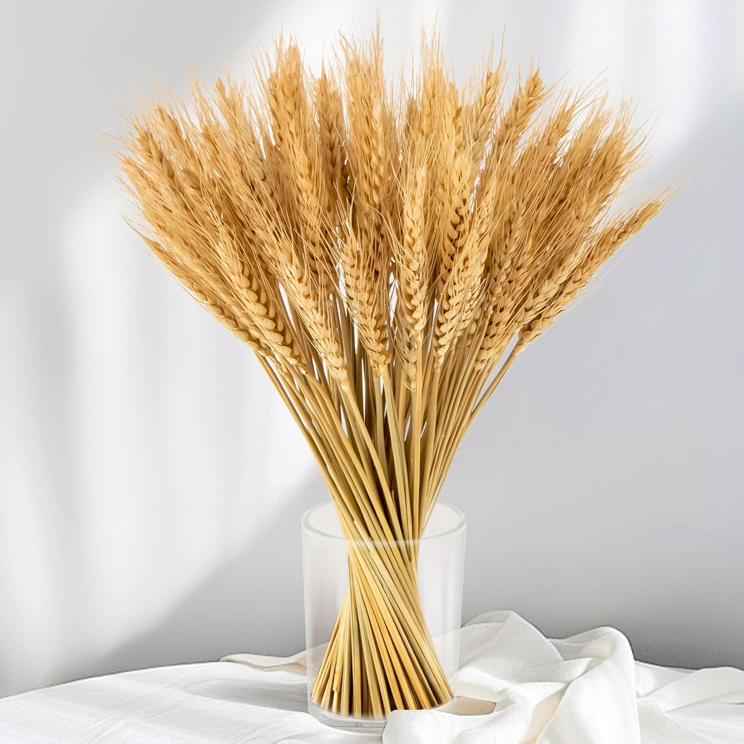 100 Stems Dried Wheat Stalks For Decor - Sheaves Grass Natural Bunch Flowers Home Wedding Table Kitchen Boho Farmhouse Fall Arrangement Diy Decoration 12.9 Inches