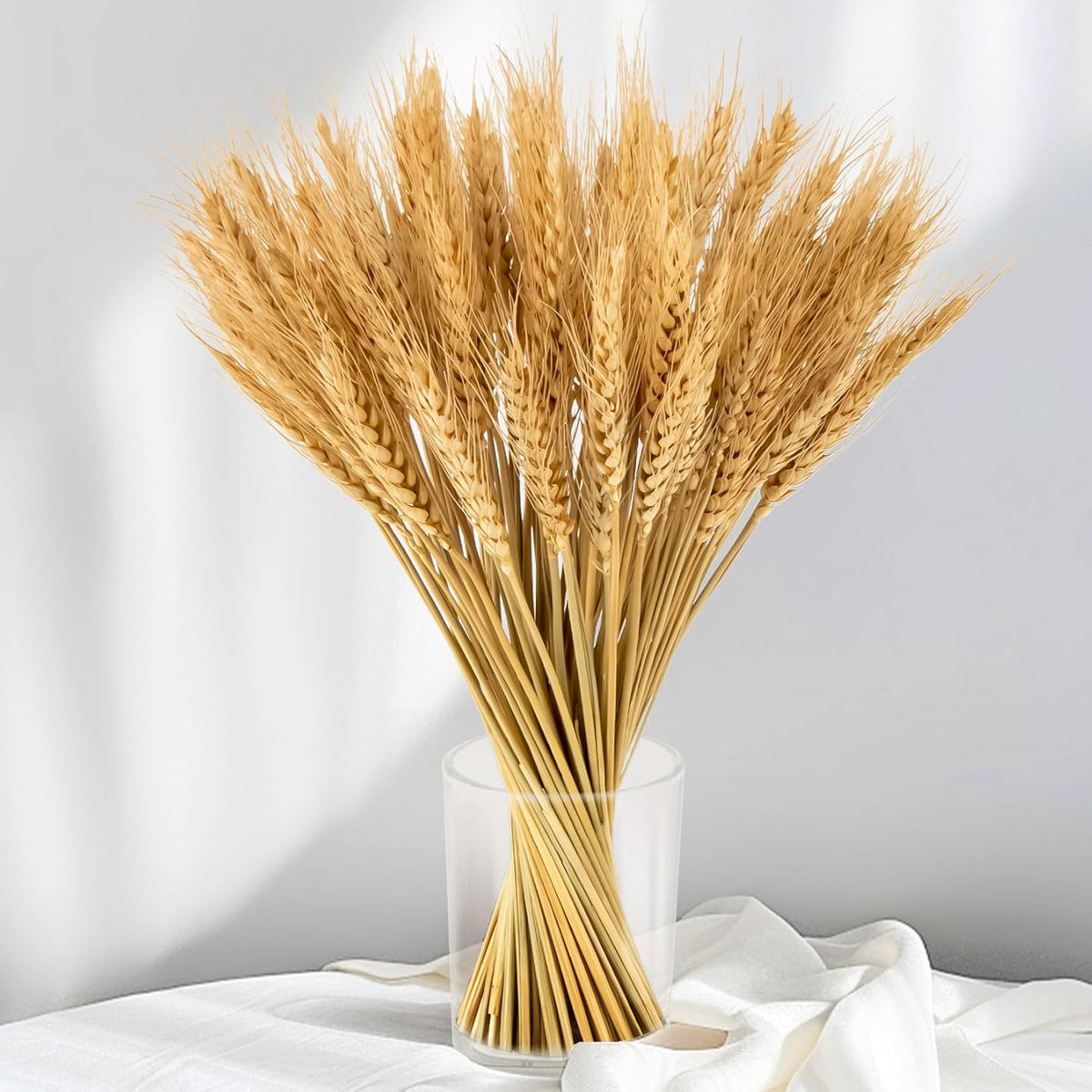 100 Stems Dried Wheat Stalks For Decor - Sheaves Grass Natural Bunch Flowers Home Wedding Table Kitchen Boho Farmhouse Fall Arrangement Diy Decoration 12.9 Inches