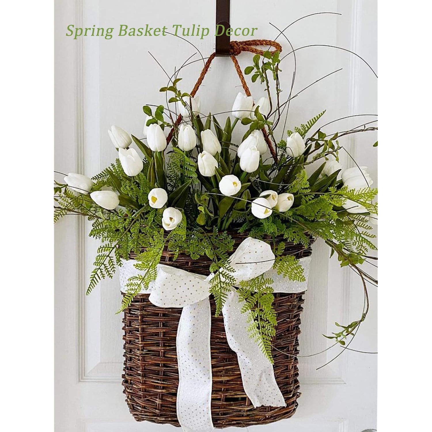 White Tulips Artificial Flowers 18Pcs Faux Silk Tulip Real Touch Tulip Fake Flowers Bouquets Arrangements For Mother'S Day Easter Spring Flowers Gifts Home Table Decor