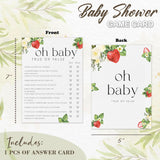 Hilarious Gender Raveal Games For Adults Women Men, Sweet Strawberry True Or False Game Cards For Party Supplies Favors -30 Pcs, 5X7 In - H01