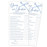 Blue Bow Wedding Shower Games, Over Or Under Wedding Games For 25 Guests, Engagement Bridal Shower Party Cards, Engagement & Bridal Party Supplies-4X9 Inch-A14
