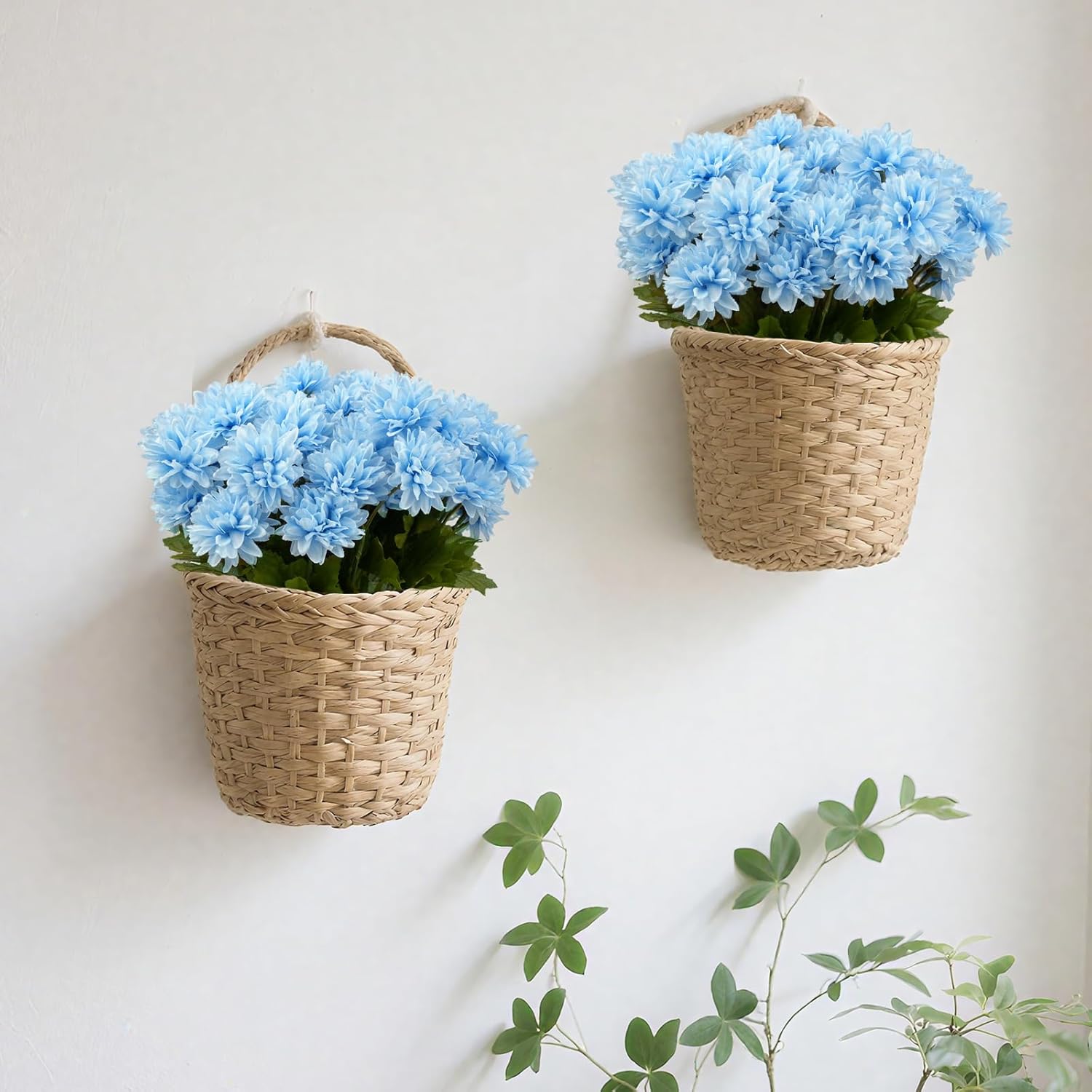 6 Pcs Artificial Chrysanthemum Flowers Fake Mum Balls With Stem Mini Silk Bouquets For Table, Wedding, Party Decorations (Blue)