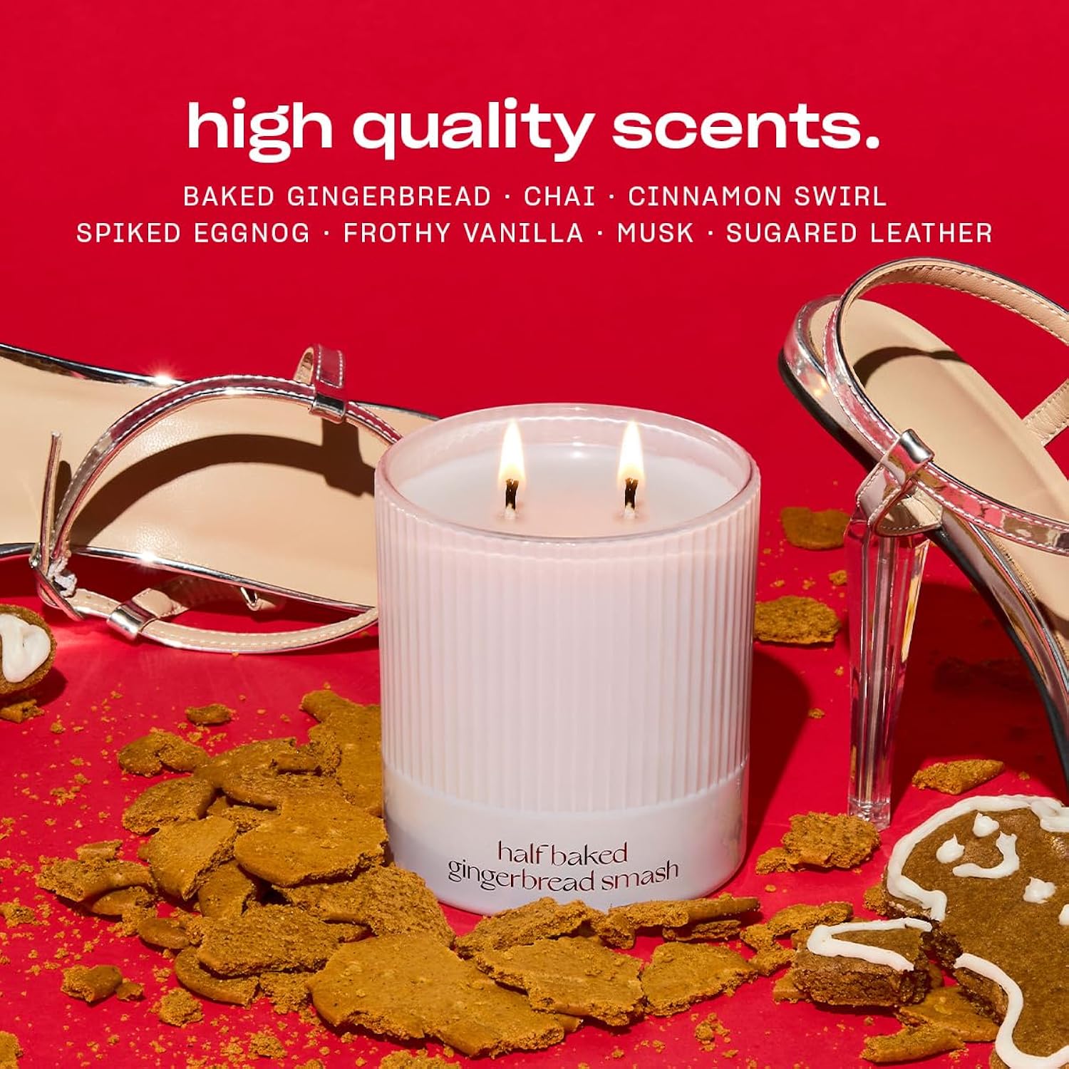 Half Baked Harvest Gingerbread Smash Holiday Scented Candle By , Gourmand, Spicy, Vanilla Scent, 50+ Hours, 100% Cotton Fiber Wicks, Soy Wax Blend, Non-Toxic, Vegan, 8.5Oz
