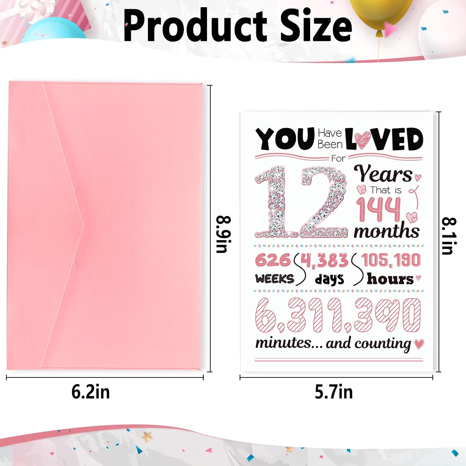 Gifts For 12 Year Old Girls, Funny Happy 12Th Birthday Card For Girls, Daughter, Granddaughter, Sisiter Niece Friend Ideas 12Th Birthday Decorations Greeting Card 12 Year Old Gifts