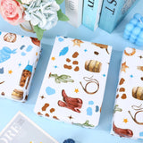 Little Cowboy Wrapping Paper -Mini Roll- 17 Inch X 32.8Ft Blue Brown Cowboy Hat Clothes Cactus Gift Wrap Art Paper For Western Birthday Baby Shower Supplies