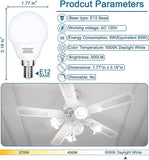 E12 LED Candelabra Bulbs 6 Pack 60W Equivalent 5000K Daylight A15 Ceiling Fan Chandelier Light Bulbs