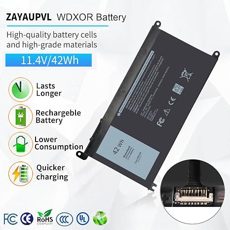 WDX0R Laptop Battery Replacement for Dell Inspiron 13 15 5000 7000 Series 42Wh