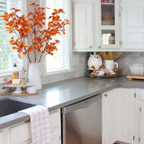 3 Pcs Artificial Fall Leaves With Stems Artificial Maple Leaves Branches Autumn Faux Leaf For Thanksgiving Home Indoor Outdoor Kitchen Festival Autumns Table Centerpieces Decoration Orange