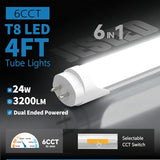 4 Pack 4FT T8 LED Bulbs 24W 3200LM 6 CCT Type A B Plug and Play Ballast Bypass Tubes