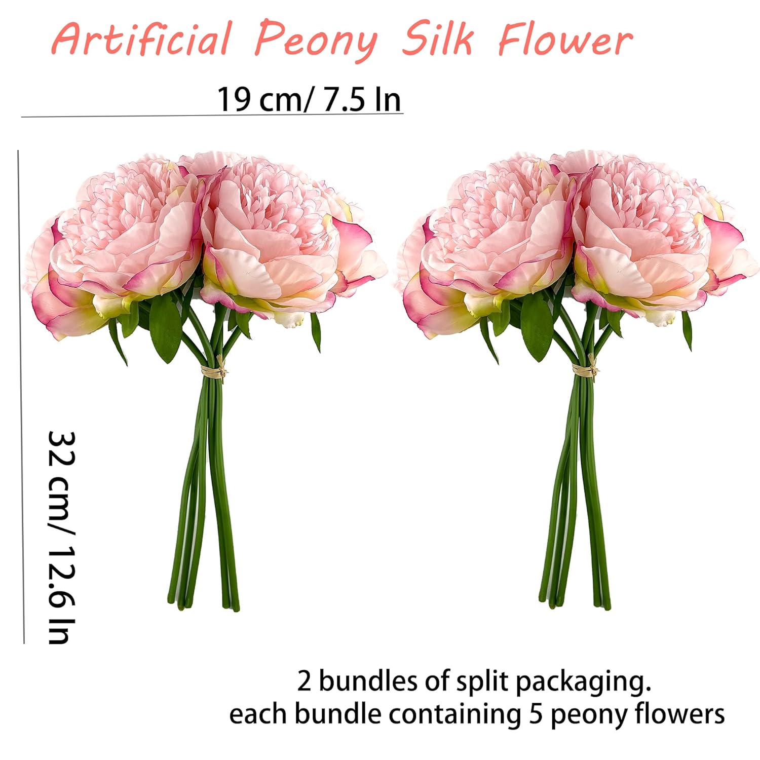 2 Bouquet 10Heads Artificial Fake Peony Flowers Silk Faux Flower For Home Office Party Wedding Decorations