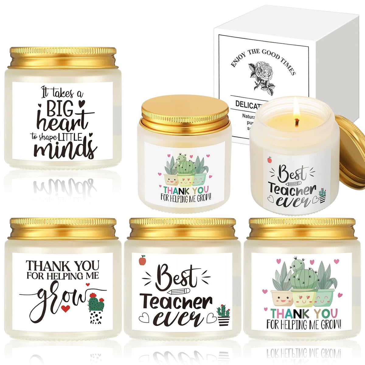 4 Set Christmas Candle Gift For Teacher Appreciation Thank You Gifts For Women Teacher Appreciation Gift Candle Aromatherapy Thank You For Helping Me Grow