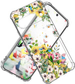 Pixel 9 Case, Marble, Shockproof, Soft TPU, Camera Protector, Stylish, Flowers