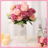 12 Bundles Peonies Artificial Flowers Artificial Peonies Silk Flowers Bulk Fake Peony Bouquet For Bridal Shower Decorations Wedding Table Centerpiece (Pink)