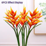 2Pcs Artificial Heliconia 33.5" Long Stem Latex Faux Bird Of Paradise Fake Tropical Flowers For Vase Bouquets Home Office Wedding Decor(Orange)
