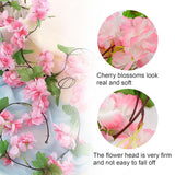 6Pcs Artificial Cherry Blossom Flower Vines Fake Cherry Blossom Flower Hanging Flower Vine Faux Sakura For Home Wedding Party Decor (Dark Pink)
