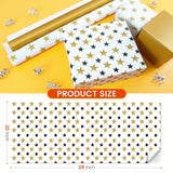 Gift Wrapping Paper 12 Sheets, Folded Flat Gift Wrap Paper For Presents, Kids, Boy And Girl, 20 X 29” Per Sheet - Gold Black Stars