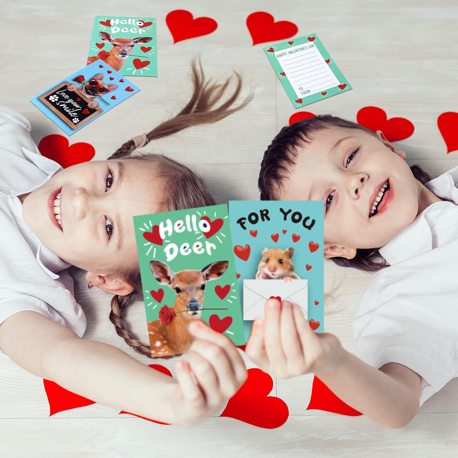 30 Sets Valentine‘S Day Exchange Cards Bulk Cute Animal Greeting Cards With 30 Pink Envelopes, Valentines Gifts School Classroom Kids To Exchange Presents