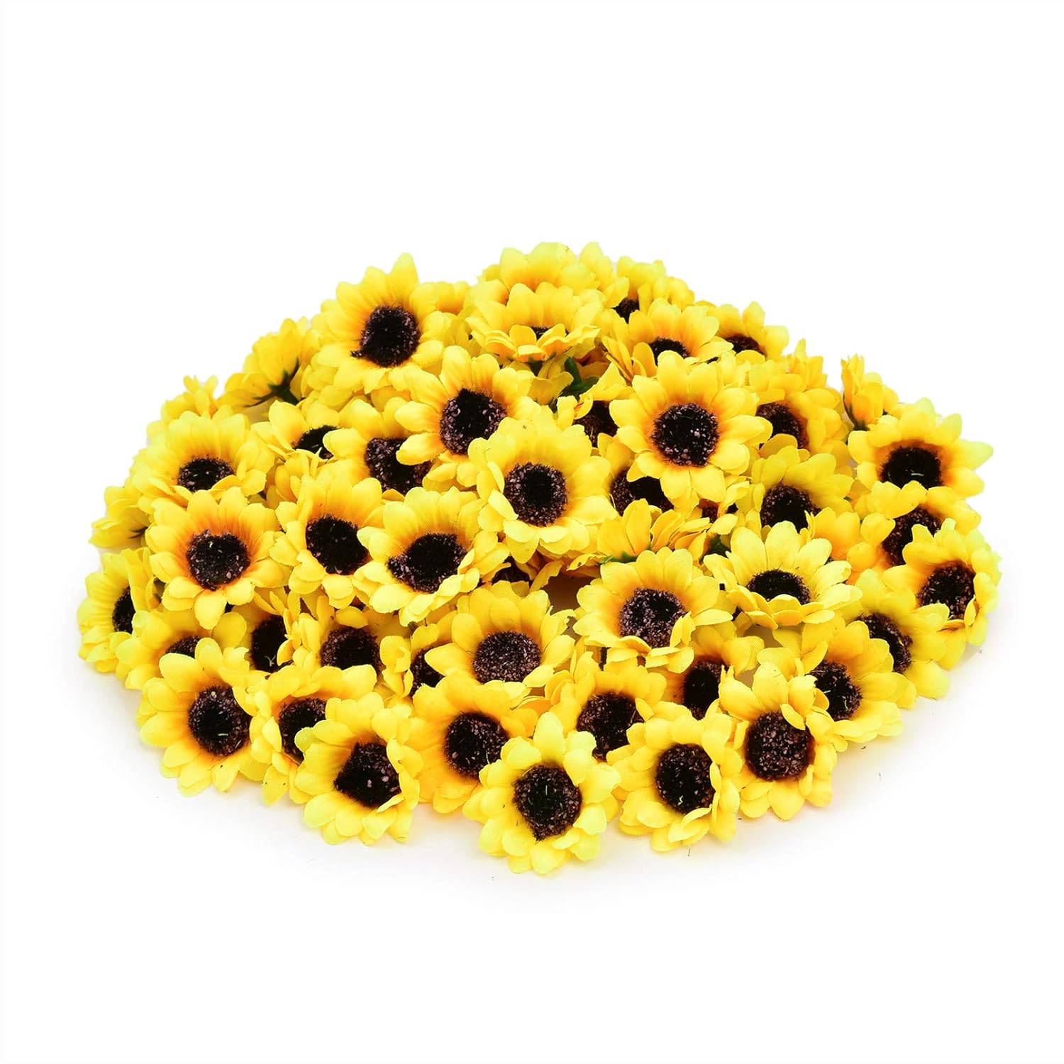 100Pcs Artificial Sunflower Heads, 1.6" Fake Simulation Flower Head For Home Party Wedding Cake Decoration?Small?