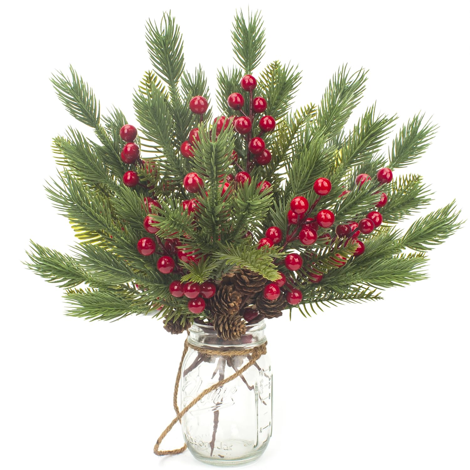 10 Pcs Artificial Pine Cone Picks And Red Berry Mini Artificial Pine Tree For Christmas Party Flower Wreaths And Holiday Decorations