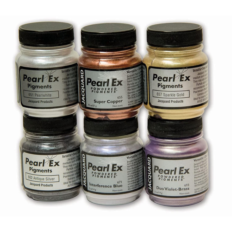 Jacquard Pearl Ex Powdered Pigments 6 Color Set - Versatile - Non-Toxic - Meta