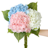 Siitumeizi Hydrangea Artificial Flower Faux Hydrangea Flowers 21 Inch Real Touch Latex Fake Hydrangeas For Wedding Bouquets Centerpieces 3Pc Pink White Blue