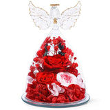 Gifts For Women Preserved Rose Forever Flower In Glass Angel Figurine Fresh Flowers For Delivery Mothers Day Birthday Gifts For Mom Grandma Wife Sister Red