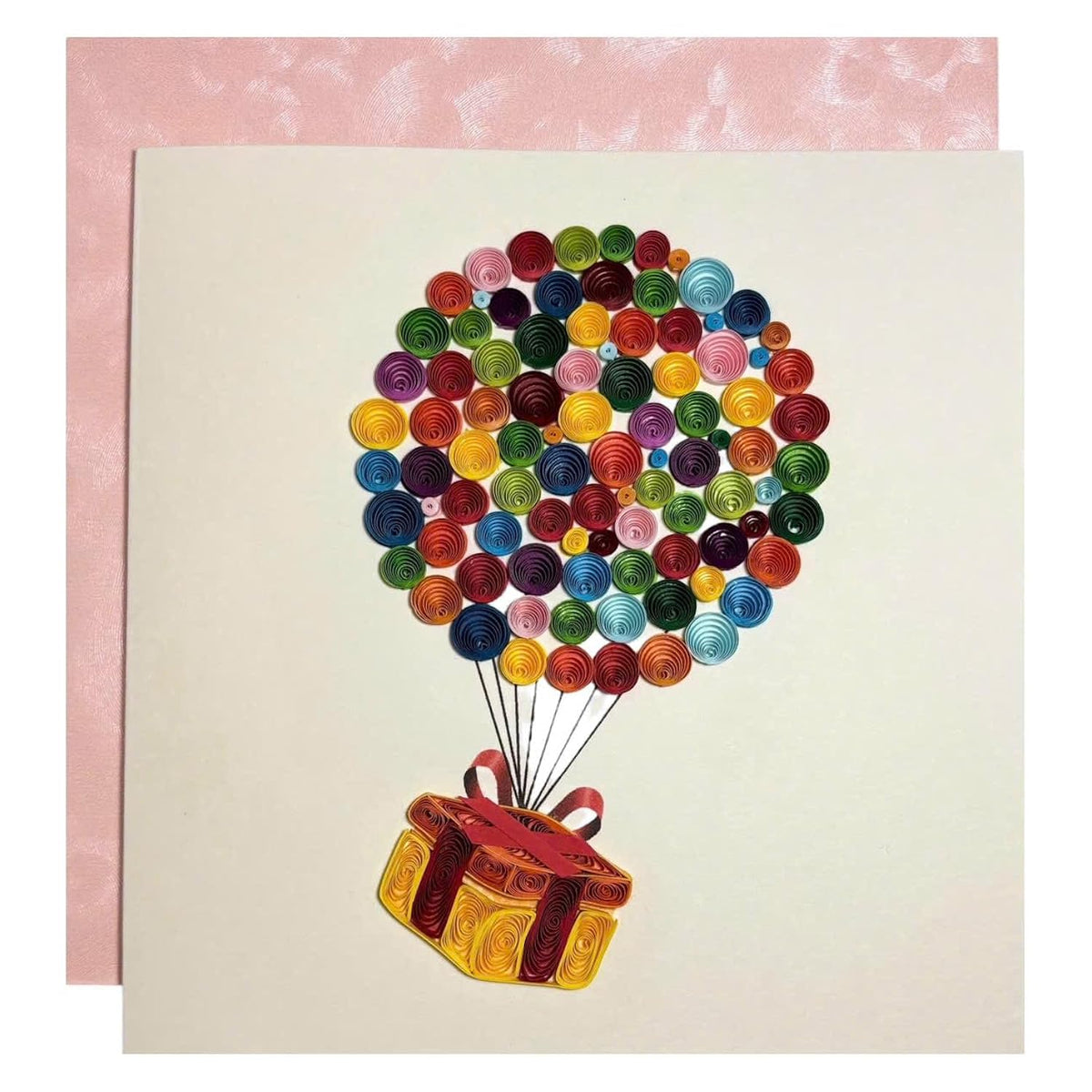 Handcraft 3D Quilling Greeting Happy Birthday Card With Balloon Design For Him, Her, Friend, Mom, Daughter, Sister, Blank Inside, Includes Envelope, Premium Paper, Ready To Gift