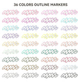 Outline Markers Pens 36 Colors, Shimmer Double Line Outline Markers Glitter Markers Set For Christmas Greeting Card Making,Drawing And Art Supply