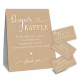 Minimalism Baby Shower Diaper Raffle Game Kit, 50 Brown Diaper Raffle Tickets & 1 Standing Sign, Decoration For Baby Shower, Gender Reveal, Activity Supplies - A04