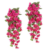 2Pcs Bougainvillea Artificial Hanging Flowers 41.3" Hot Pink Bougainvillea Artificial Vine Uv Resistant Silk Fake Hanging Plant For Outdoor Indoor Wedding Home Garden Patio Porch Decor (Hot Pink)