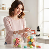 4 Sets 32Oz Glass Jars With Heart Lids Airtight Clear Candy Jar Food Storage Canister With Airtight Lid For Valentine'S Day Party Tea Cookie Table Decoration(Clear Lid)