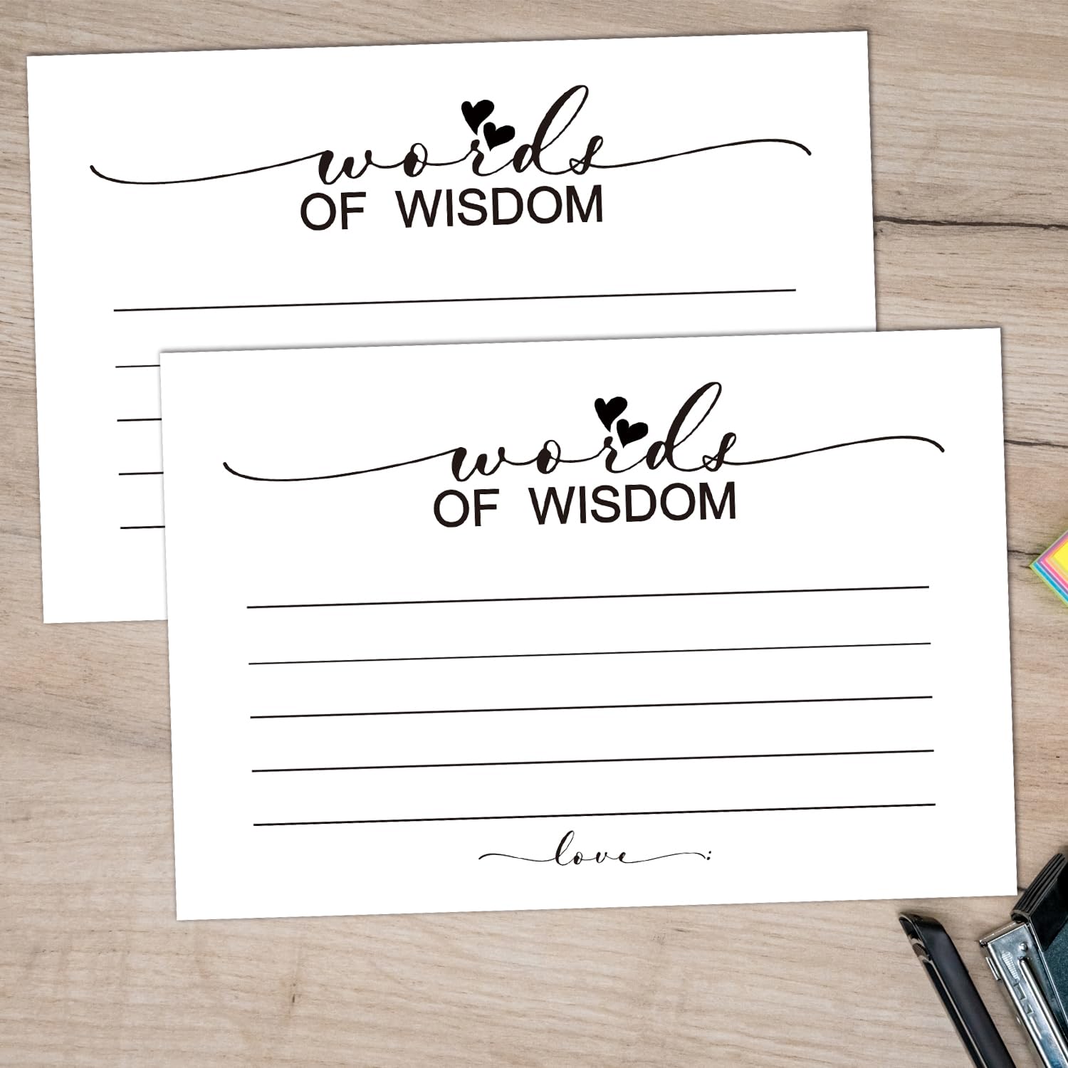 50 Words Of Wisdom Cards, Blank Advice Cards For The Bride And Groom, Baby Shower, Bridal Shower, Wedding Shower, Graduation Party, Retirement Party, Anniversary 4 X 6 Inch