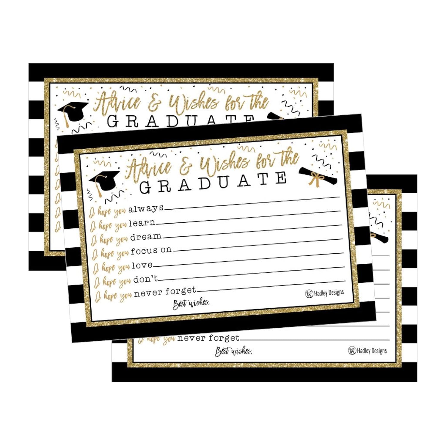 25 Graduation Advice Cards 2025 - Grad Notes, Advice And Wishes, & Words Of Wisdom Cards For Graduate In Bulk, Ideal For College And High School Graduation Games & Party (Elegant)