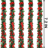 5 Pcs Flower Garland Artificial Rose Floral Garland Flower Vine With Flowers Garlands Decorations Floral Decor (Red)