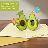 Birthday Card Pop Up, 3D Pop-Up Avocado Greeting Cards With Envelopes & Sealing Stickers For Kids, Friends, Creative Enthusiasts, Foodies