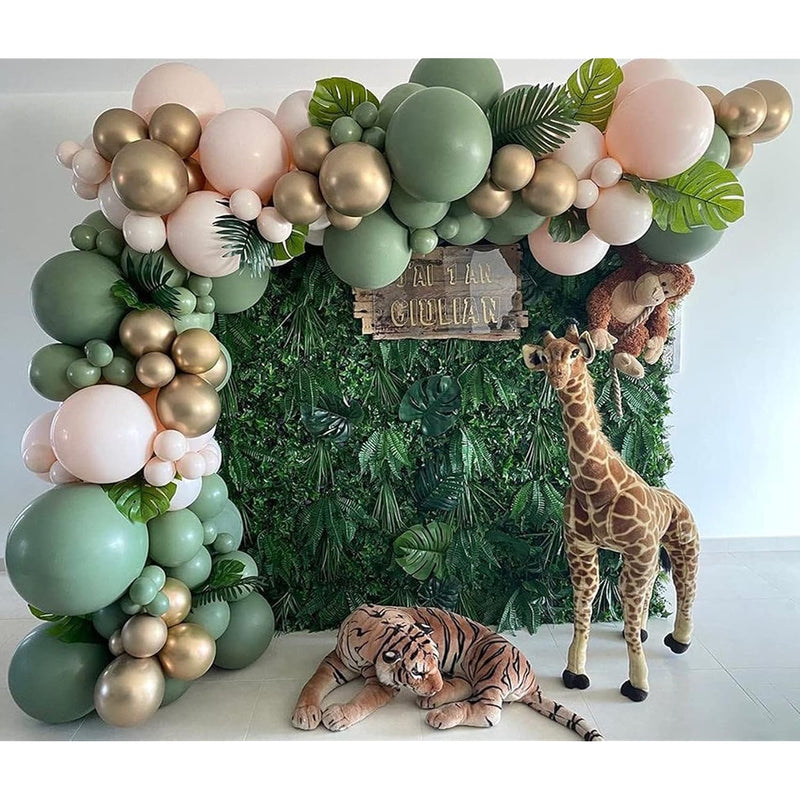 126Pcs Sage Olive Green Pink Gold Safari Jungle Balloons Balloon Garla