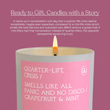 ‘Quarter-Life Crisis’ Coconut Soy Wax Candle Jar | Premium Hand Poured & Long Burning | Grapefruit & Mint Scent | Phthalate-Free | For Home, Office, Gift - 9 Oz