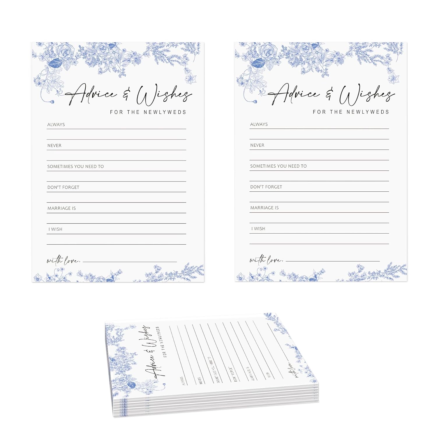Advice And Wishes For The Mr And Mrs, Bridal Shower Games, Blue Floral Bridal Shower Cards-30 Guests, Wedding Shower Games, Something Blue Before I Do Decorations-Hlyxb02
