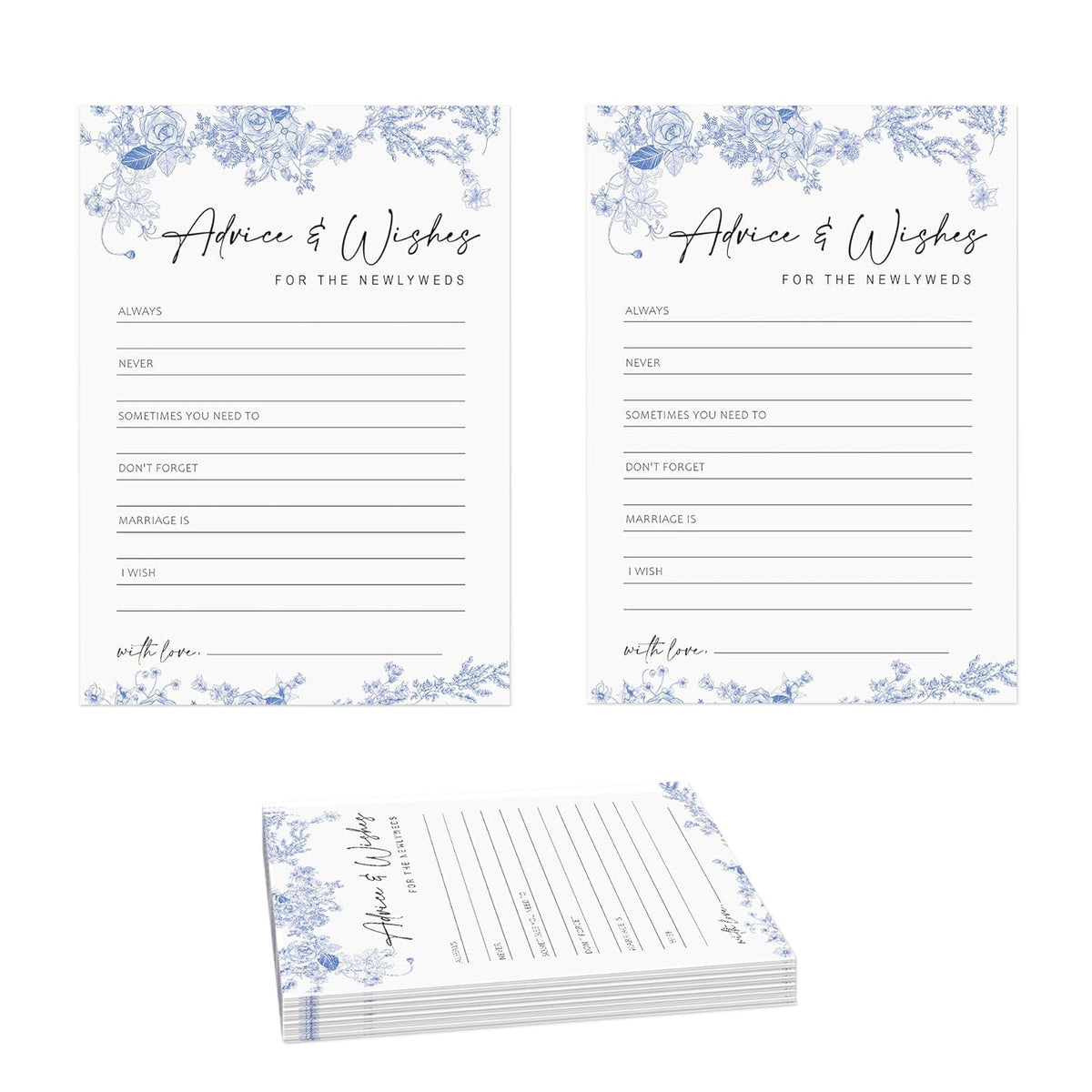 Advice And Wishes For The Mr And Mrs, Bridal Shower Games, Blue Floral Bridal Shower Cards-30 Guests, Wedding Shower Games, Something Blue Before I Do Decorations-Hlyxb02