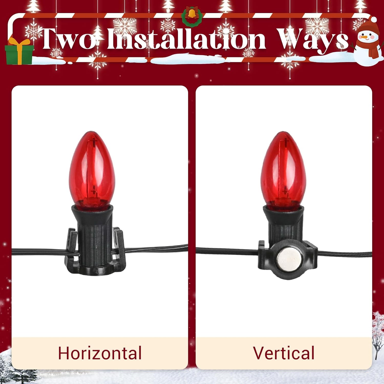 Strong Magnetic Christmas Light Clips -All-Weather Heavy-Duty Quick-Install Outdoor Light Clips For Roof, Gutter, Rv, Year-Round Decor (Black, 120)