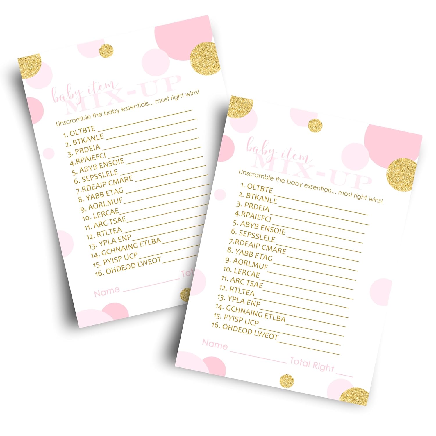 Pink And Gold Baby Shower Games For Girls - Word Scramble Cards - Fun Baby Shower Activities - Princess Theme With Twinkle Little Star - 25 Pack