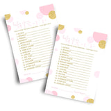 Pink And Gold Baby Shower Games For Girls - Word Scramble Cards - Fun Baby Shower Activities - Princess Theme With Twinkle Little Star - 25 Pack