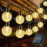 Solar String Lights Outdoor, 36ft 60 LED Globe String Light with 8 Mode, Waterproof Crystall Ball Lights Solar Patio Lights for Garden, Lawn, Patio, Gazebo, Yard, Outdoor Decor - Warm White