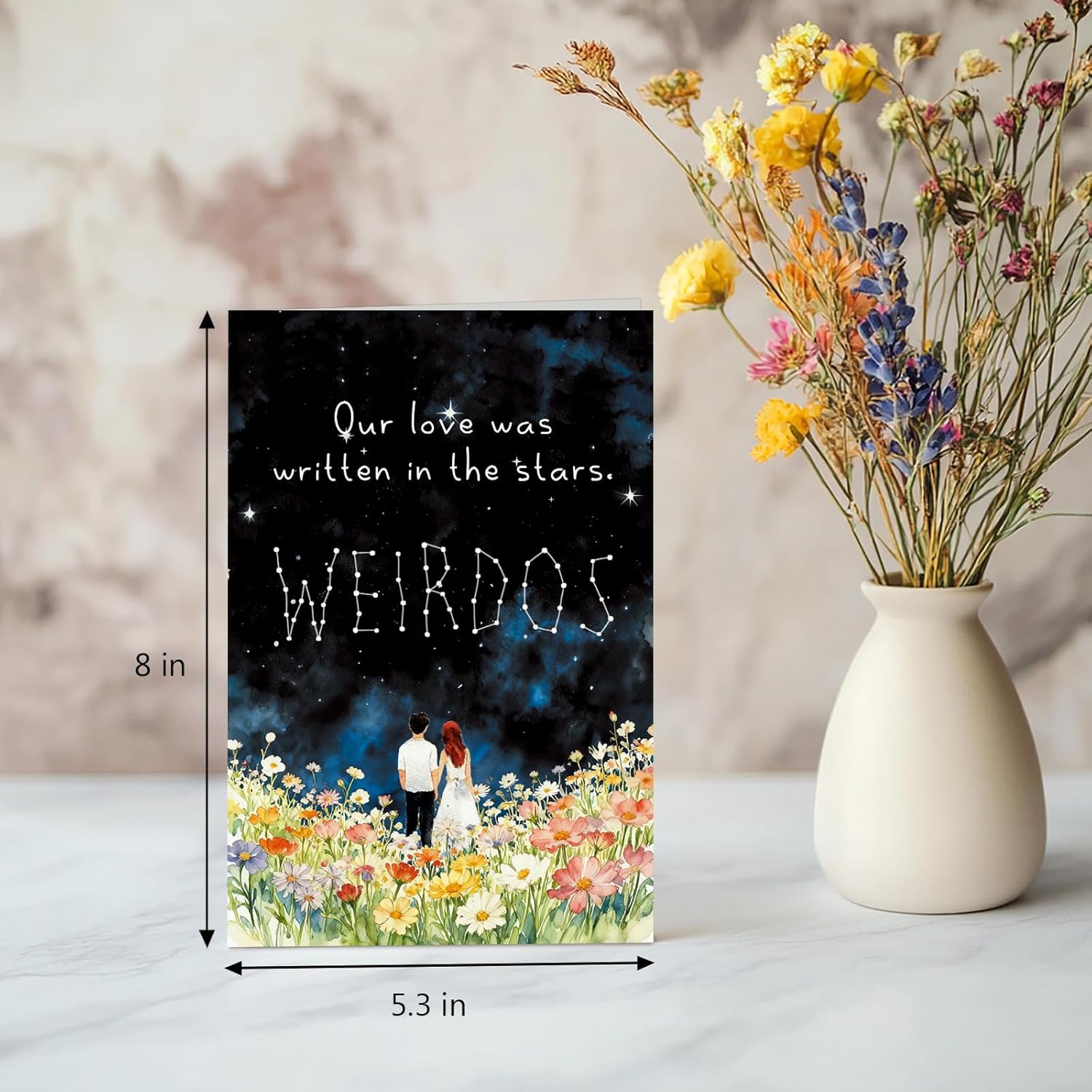 Funny Weirdos Valentine'S Day Card, Starry Sky Valentines Day Card For Husband Wife, Romantic V-Day Cards For Gf Bf Fiance Fiancee