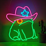 Cowboy Toad Neon Sign Dimmable USB LED Frog Wall Light 13.8 x 12.6 Inch for Man Cave Pub Room Decor