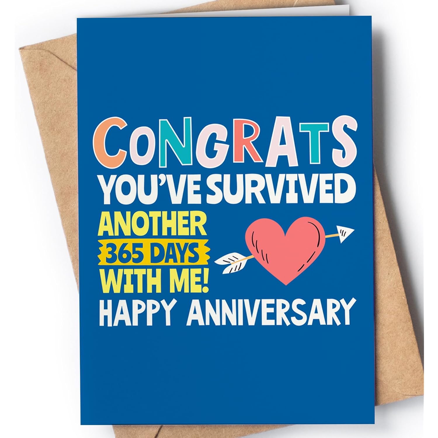 Funny Anniversary Card For Him Or Her | Original Anniversary Present For Husband, Wife, Girlfriend, Boyfriend | Joke Card For Valentine'S Day For Men Or Women | Congrats