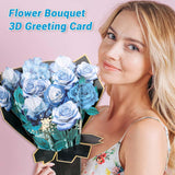 Pop Up Flower Cards, Blue Rose Bouquet 3D Greeting Card Birthday Card For Women With Blank Notes And Envelope, Anniversary, Congratulations, Get Well Gifts Card For All Occasion