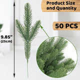 50 Pcs Artificial Pine Branches Green Plants Pine Needles Diy Accessories For Garland Wreath Christmas And Home Garden Decor (50, Green)